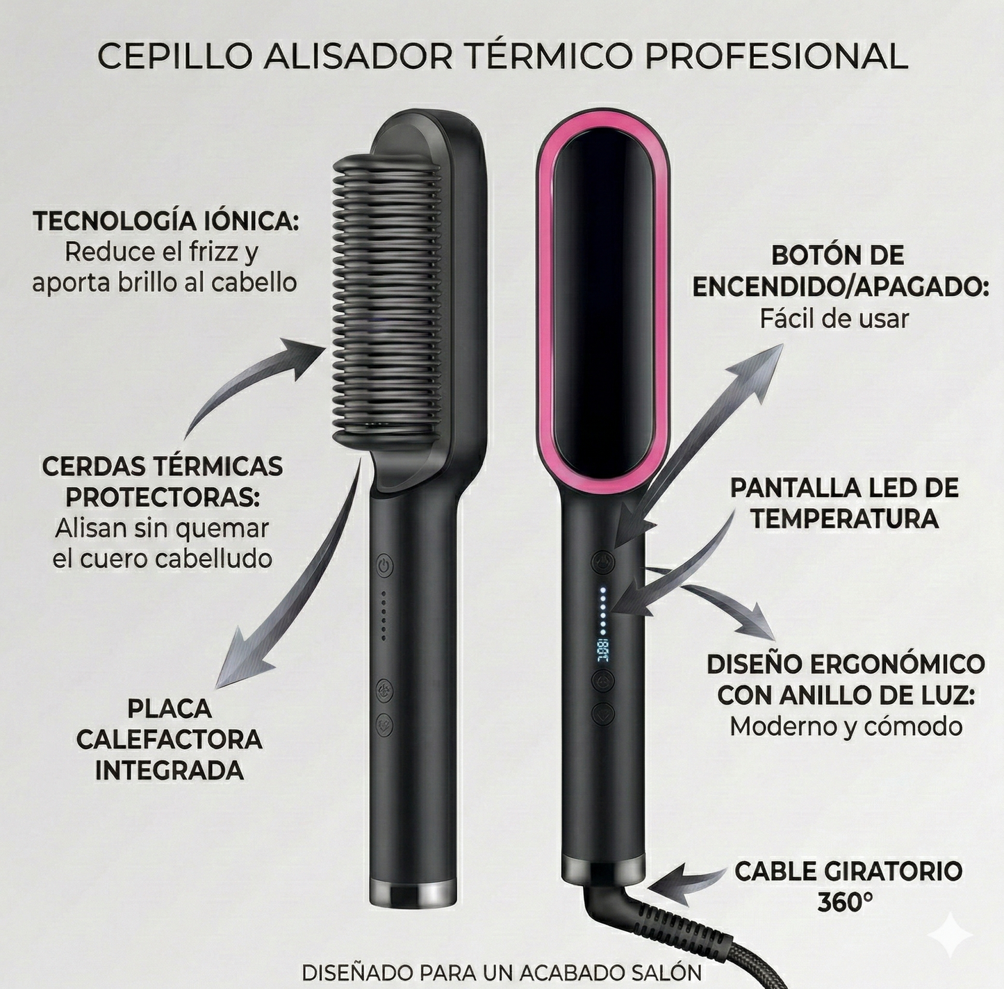 Cepillo Alisador Termico BLACK